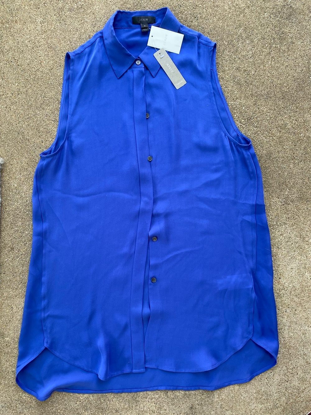 J. Crew Sleeveless Button-Up Blouse in Bright Blue